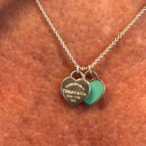Tiffany mini double heart tag pendant